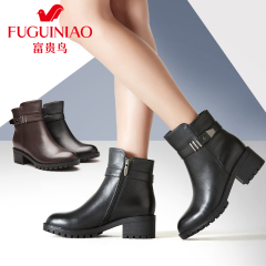 Rich bird 2015 winter boots new locomotive Jurchen leather and velvet boots heavy with Martin boots, biker boots women