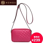 Honggu Hong Gu authentic 2015 women Bao Ling slung Plaid cowhide shoulder bag small packet 5395