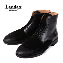 Landax意大利手工短靴 男士皮靴 真皮短靴 军靴 英伦皮靴 系带靴