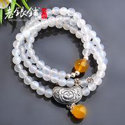 Wu Yue Lao Pu S925 silver white jade bracelet, silver girl Thai silver multi-3 rings bracelets necklace gift for girlfriend