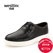 Westlink/West fall 2015 new daily versatile first layer leather low cut lace casual men shoes