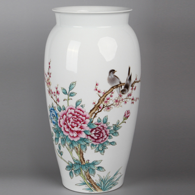 世界陶瓷艺术大师 姜建萍作品《花开富贵》珐琅彩瓶