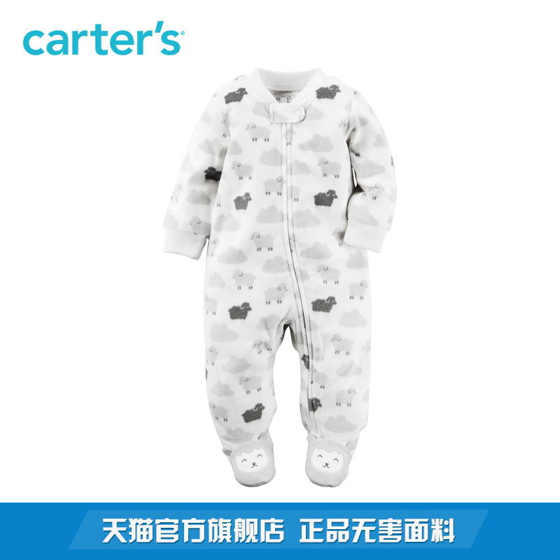 Carter's1件式婴儿印花长袖连体衣小羊摇粒绒动物包脚爬服115G183产品展示图5