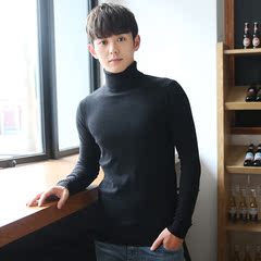 冬季韩版纯色简约打底针织衫男薄款修身青年套头毛衣男外套线衣潮