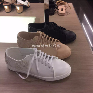 新加坡買coach便宜麼 charles keith新加坡直郵代購 立體花朵系帶小白鞋ck1-70380541 coach