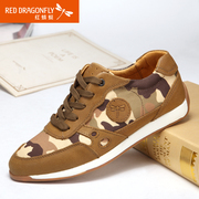 Red Dragonfly leather men's shoes, spring 2015 new authentic spell color daily leisure laced breathable men's shoes