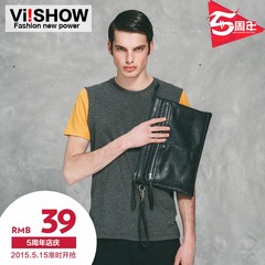 Viishow2015 summer dresses men's short sleeve cotton mixed colors fashion crew neck men's short sleeve