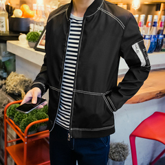 男士夹克外套2016春季新款黑色为主韩版修身男装学生大码潮