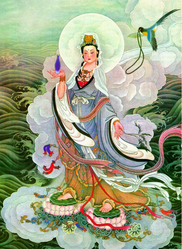 成人1000片木质拼图1500定制益智玩具礼物佛祖观音菩萨广撒甘露