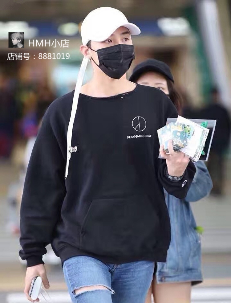 gd权志龙联名街拍同款反战和平pmo图案长袖黑色男女卫衣衣服潮牌