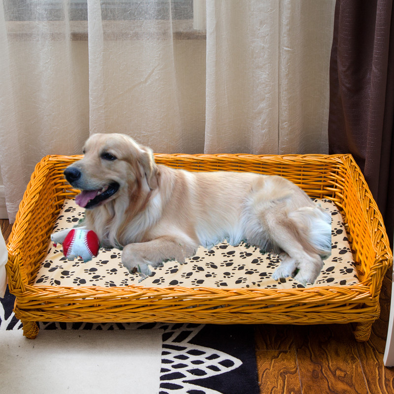 夏季狗窝藤编狗床猫窝屋柳编宠物窝贵宾泰迪比熊金毛可拆洗大型犬