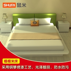鼠米家居榻榻米床现代简约软包床高箱双人床1.5米1.8米板式床定制