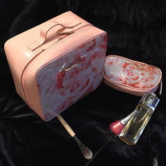 超值特价 玫琳凯出口韩国 玫瑰花粉色化妆箱 收纳箱 收纳盒 2件套