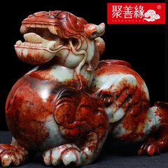 聚善缘 超大号岫玉貔貅摆件玉石一对55CM 公司酒店开业礼品装饰品