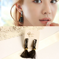Zi Han new gun black cotton tassels personality fashion earrings ear studs earrings