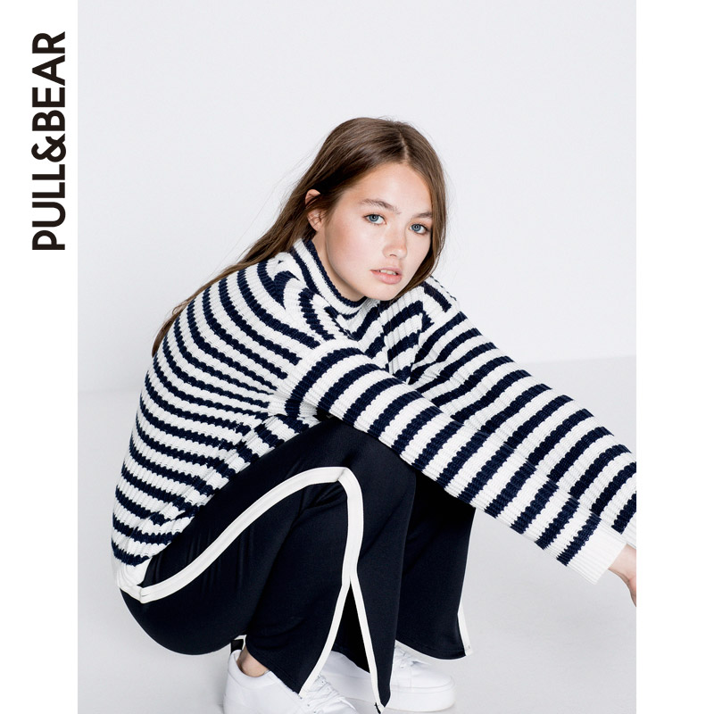 PullAndBear 女士基本款条纹针织衫 09558316 CAN'T SELL产品展示图2