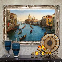 欧式手绘油画客厅玄关威尼斯风景八面来客酒店会所办公装饰画别墅