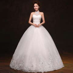 Bride wedding dress hanging neck new 2015 fashion simple Korean yards was thin lace Qi designed gowns-