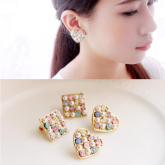 Korean soft peach Pearl peach is pierced ear clip earrings ear earring ear bones clamp screw clamp