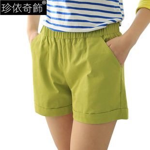 珍依奇饰旗舰店2015新款外穿纯棉短裤女夏季宽松休闲裤高腰女装韩版热裤裤子大码