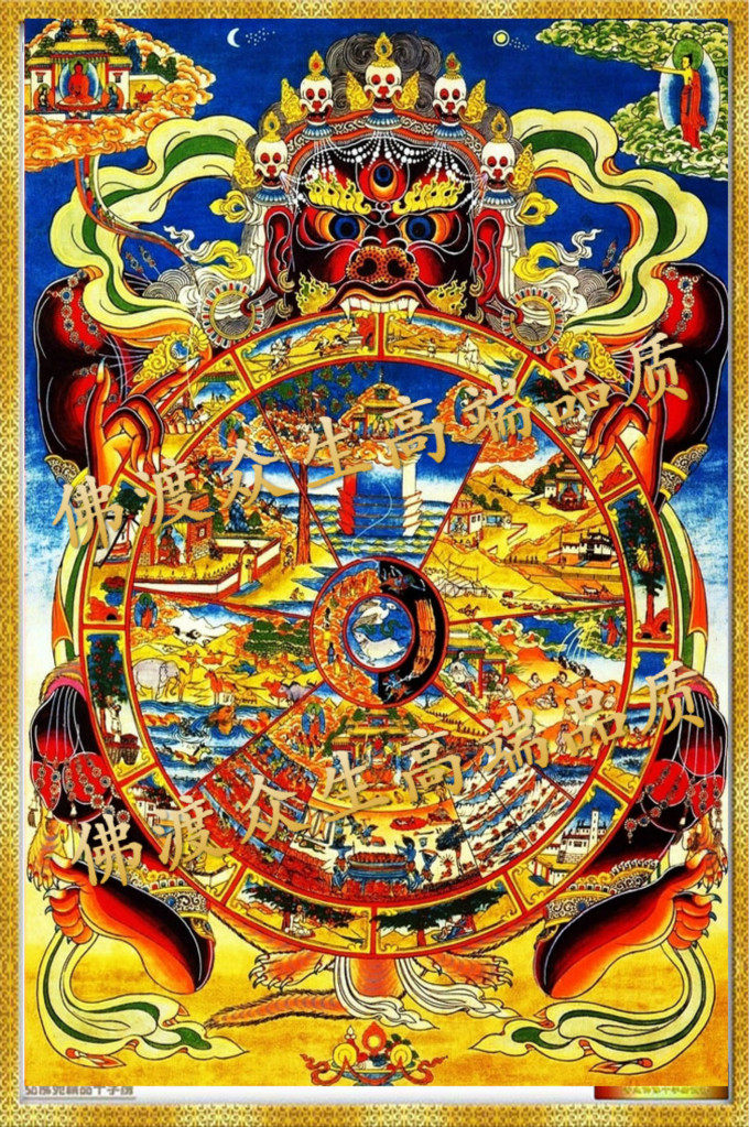 新款客厅大幅印花十字绣套件佛像钻石六道轮回满绣十二十字绣套件