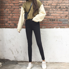 2016冬季新款韩版修身显瘦打底弹力裤加绒加厚牛仔裤女紧身小脚裤