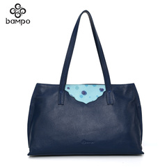 Banpo leather women bag 2015 new shopping mall with soft leather contrast color tote bag trend versatile shoulder bag