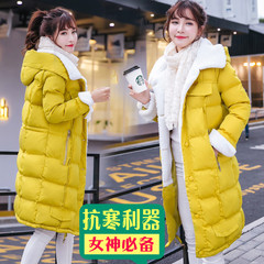 2016新款韩版加厚棉衣外套女装中长款黄色羊羔毛棉袄学生羽绒棉服