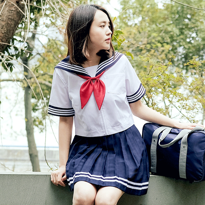 jk制服日本高中初中校服白色少女装学生装班服夏季三本水手服套装