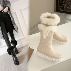 新款冬季女鞋大码保暖棉鞋毛毛靴松糕厚底内增高短靴女中筒雪地靴