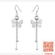 Seven treasure tree earrings 925 Silver Korea female temperament hypoallergenic earrings earring long butterfly earrings ear wire