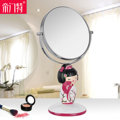 帝门特欧式双面台式化妆镜 6英寸树脂可爱便携公主梳妆镜子美容镜