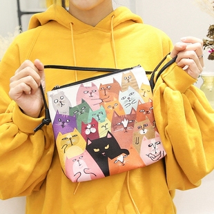 gucci最愛系列 單肩斜挎包2020潮新款女pu原創時尚韓版貓咪系列印花學生可愛小包 gucci的系列