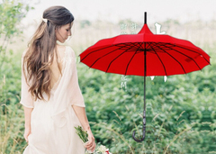 外贸伞长柄直骨防晒雨伞 出口日本韩国宝塔拱形公主婚礼伞红纯色
