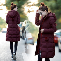 2016冬季新款韩国女装修身显瘦棉服中长款连帽长袖大码保暖棉衣潮