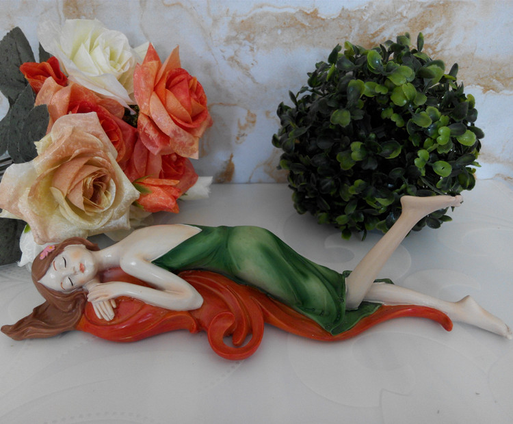 创意家装欧式花园艺装饰品摆件睡美花仙子树脂工艺品隔板桌面摆设