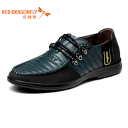 Red Dragonfly spliced genuine leather men's shoes new style fashion leisure leather strap men's shoes shoes