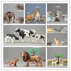 出口实心大象袋鼠考拉奶牛狮子绵羊灰兔臭鼬灰狼套装动物模型玩具