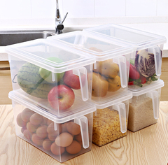 百露带手柄食物收纳盒大号食品收纳保鲜盒冰箱杂粮水果蔬菜储物盒