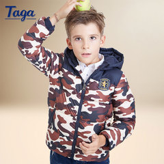 TAGA童装短款迷彩男童棉衣外套儿童连帽加厚外套中大童保暖棉服