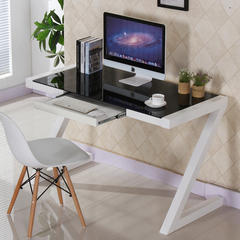 梓墨简约现代 钢化玻璃电脑桌台式家用办公桌 简易学习书桌写字台