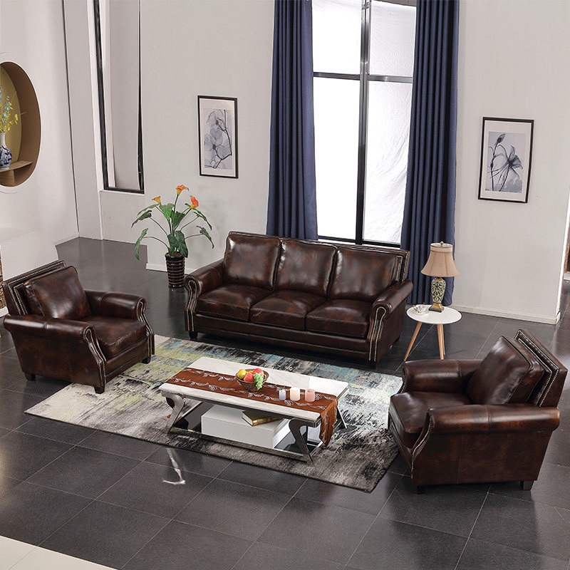 真皮沙发组合123u形三件套客厅家具头层牛皮全青皮小户型沙