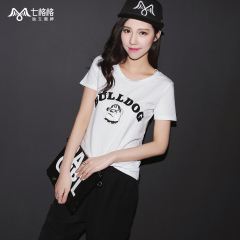 Pre summer of seven space space OTHERMIX2015 new dog logo slim fit slim white t-shirt woman