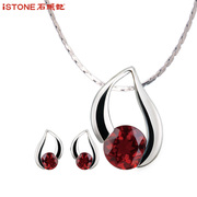 Stone set Pendant Necklace Earring Garnet Earrings Valentine gifts