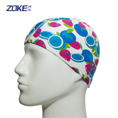 洲克Zoke高档莱卡硅胶防水泳帽舒适不勒头耐磨针织帽白色清新