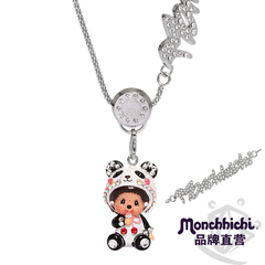 Monchhichi萌趣趣曾被称蒙奇奇短项链不锈钢女锁骨链饰品NEC059-S