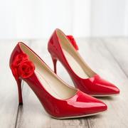 -Fall 2015 the new stiletto shoes women red pointy-mouth high heels sexy bridal wedding shoes fashion shoes wave