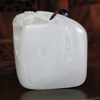 国家级玉雕大师杨曦 新疆和田玉羊脂白玉籽料 福在眼前挂件 40克