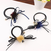 Cool na Korean Shi Picao zirconium Crystal Butterfly rabbit ball first rope end flower hair band 6133