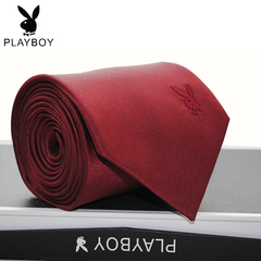 新款 专柜正品PLAYBOY花花公子商务正装领带 红色结婚领带男43342